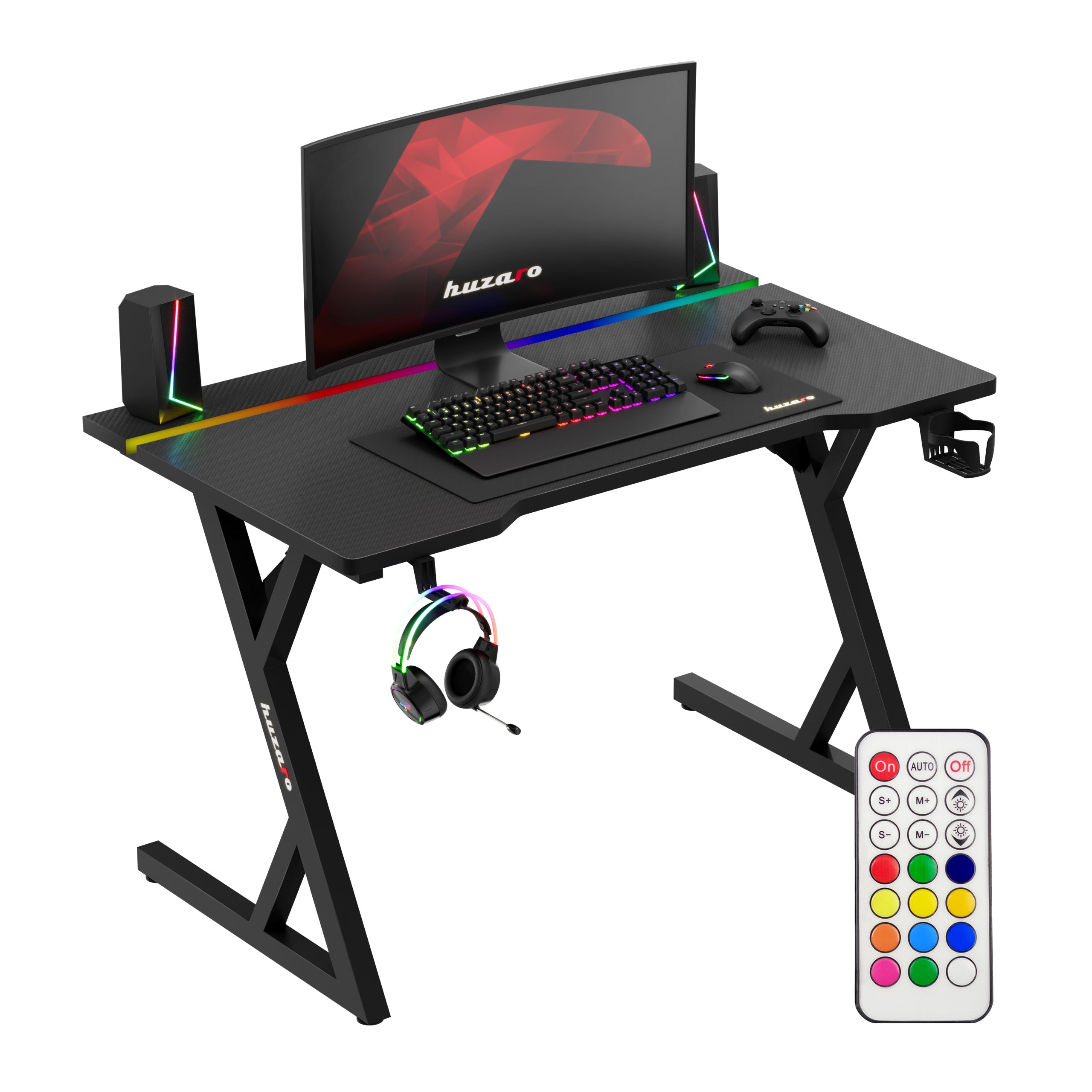 Herný stôl s LED osvetlením Huzaro Hero 2.4 RGB Black