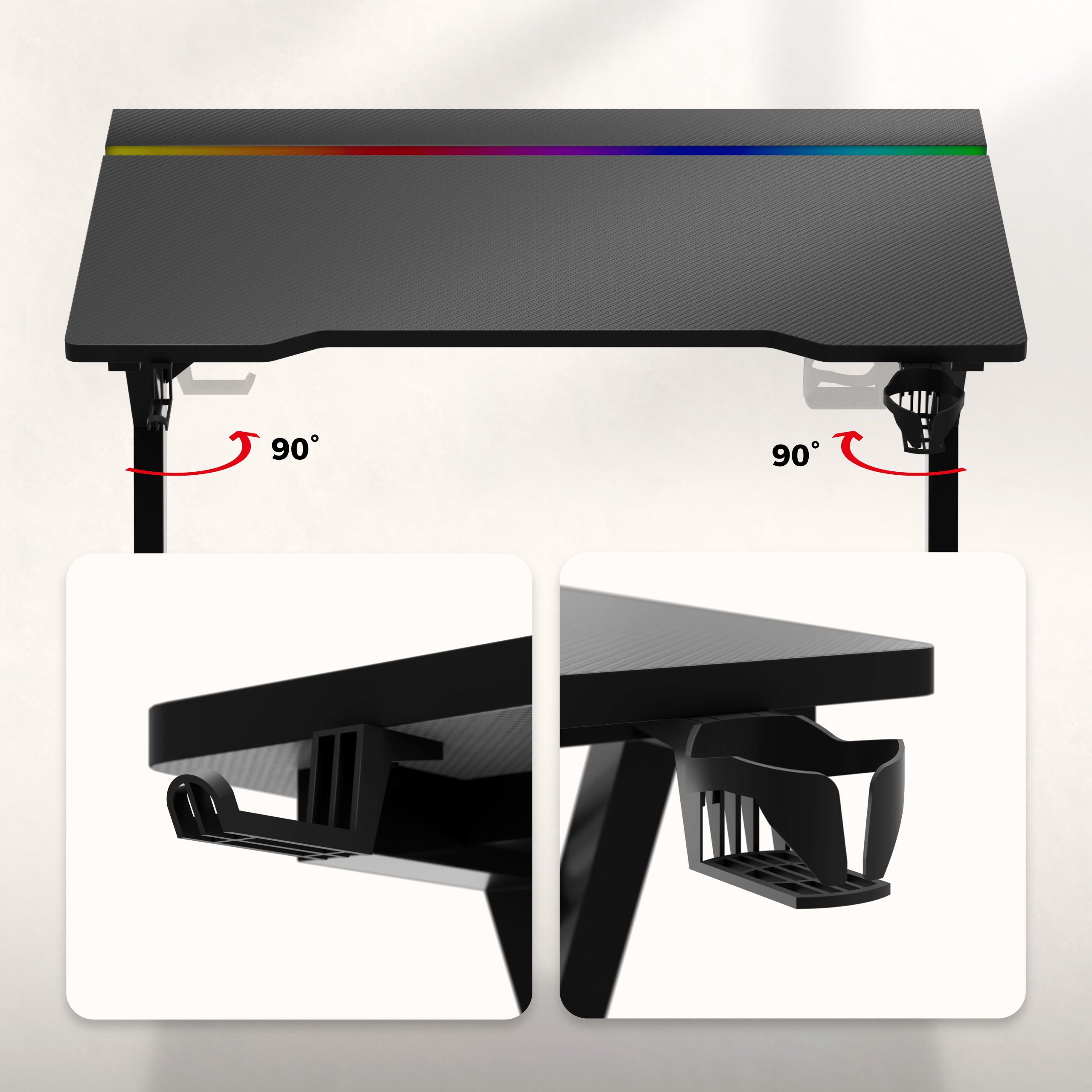 Herný stôl s LED osvetlením Huzaro Hero 2.4 RGB Black