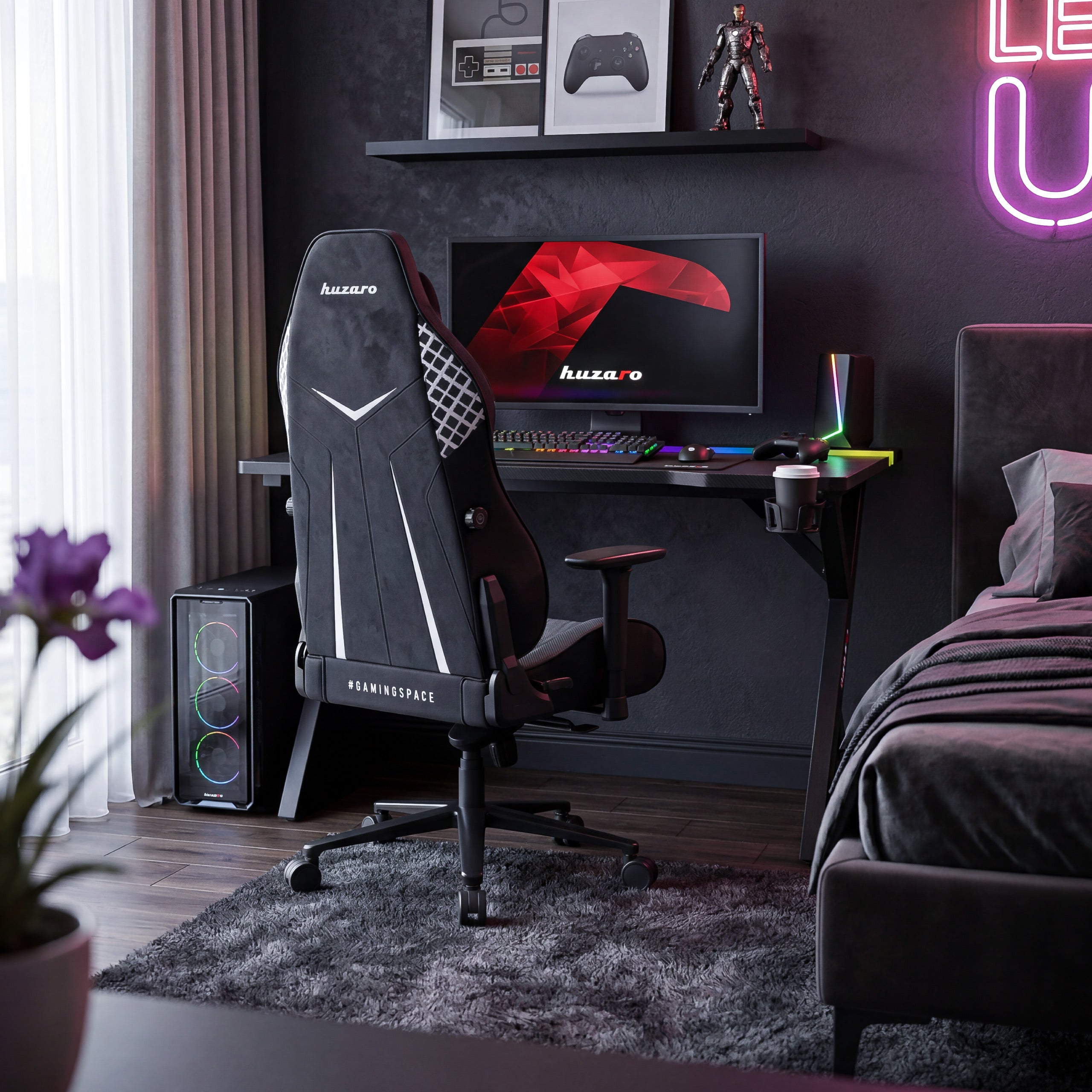 Herný stôl s LED osvetlením Huzaro Hero 2.4 RGB Black