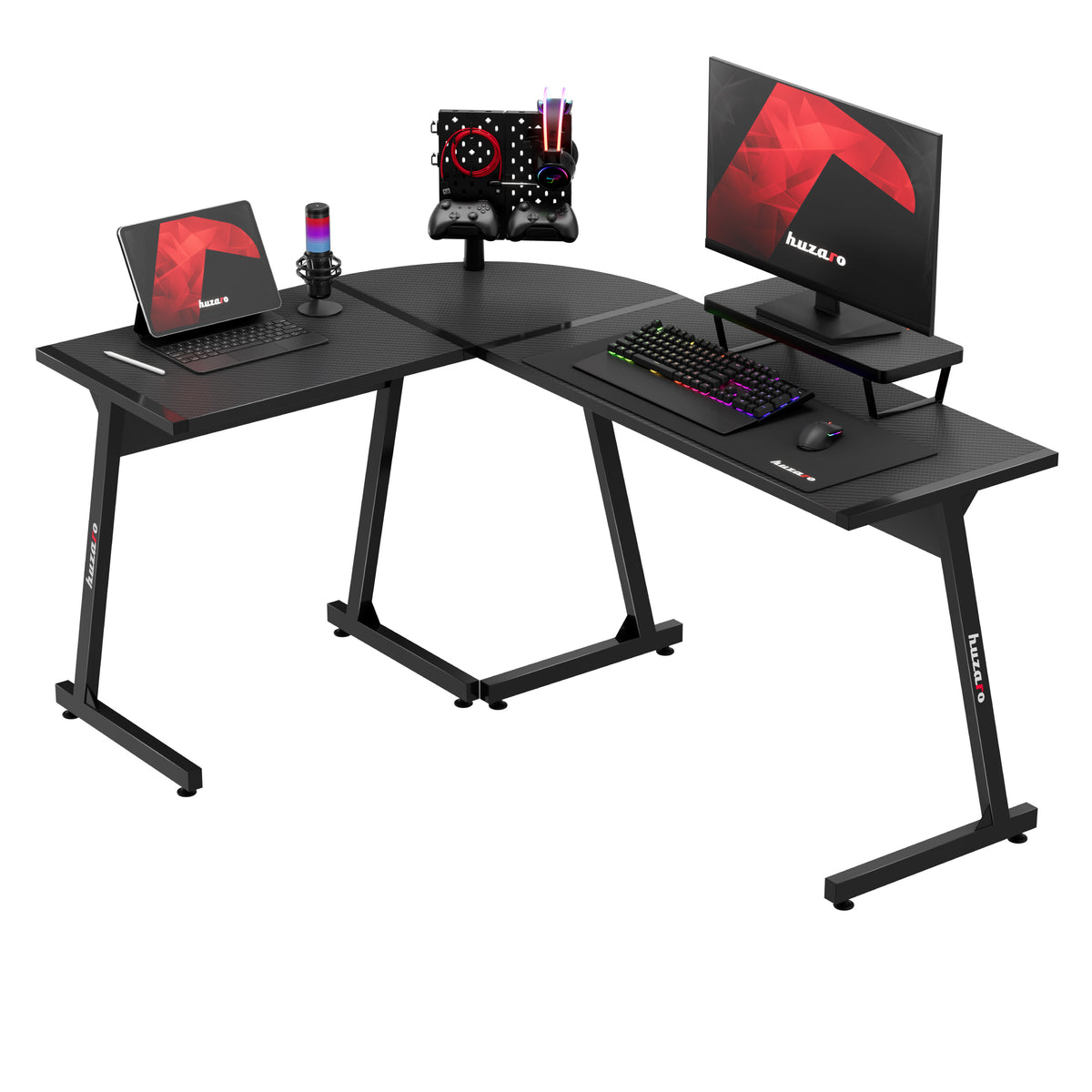 Rohový herný stôl Huzaro Hero 6.0 Black 147 cm