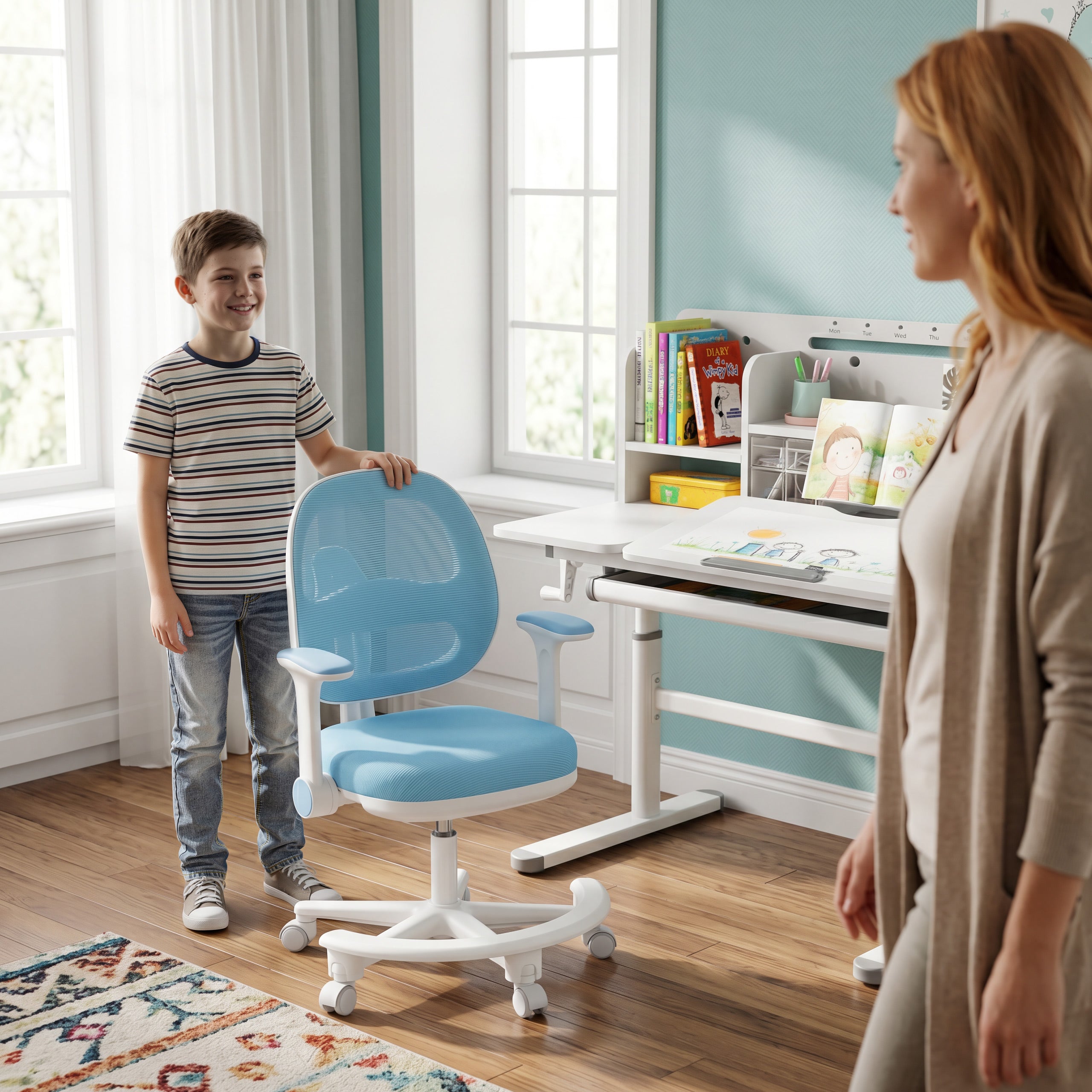 Ergonomická detská kancelárska stolička Mark Adler Junior 3.6 Blue