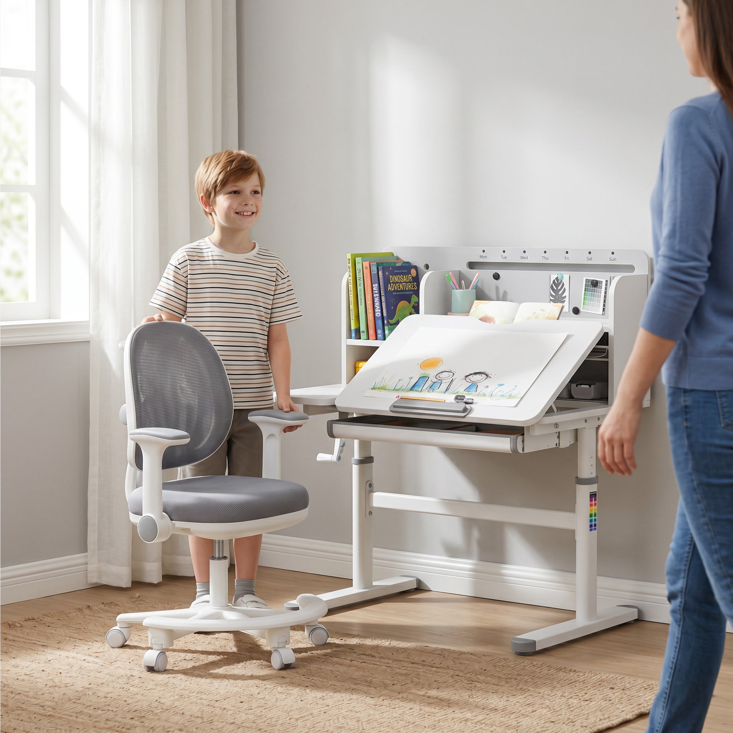 Ergonomická detská stolička k písacímu stolu Mark Adler Junior 3.6 Grey