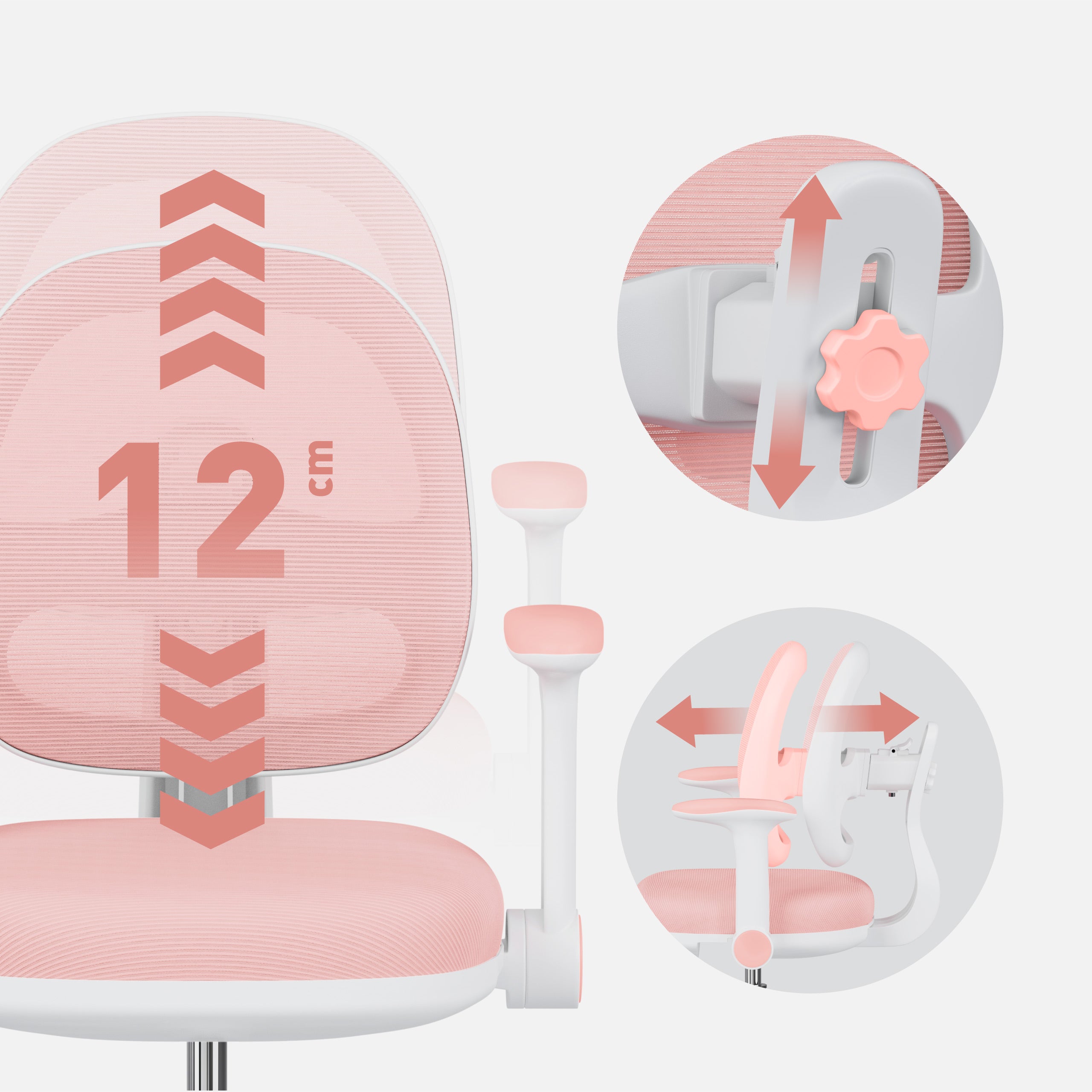 Ergonomická detská kancelárska stolička Mark Adler Junior 3.6 Pink