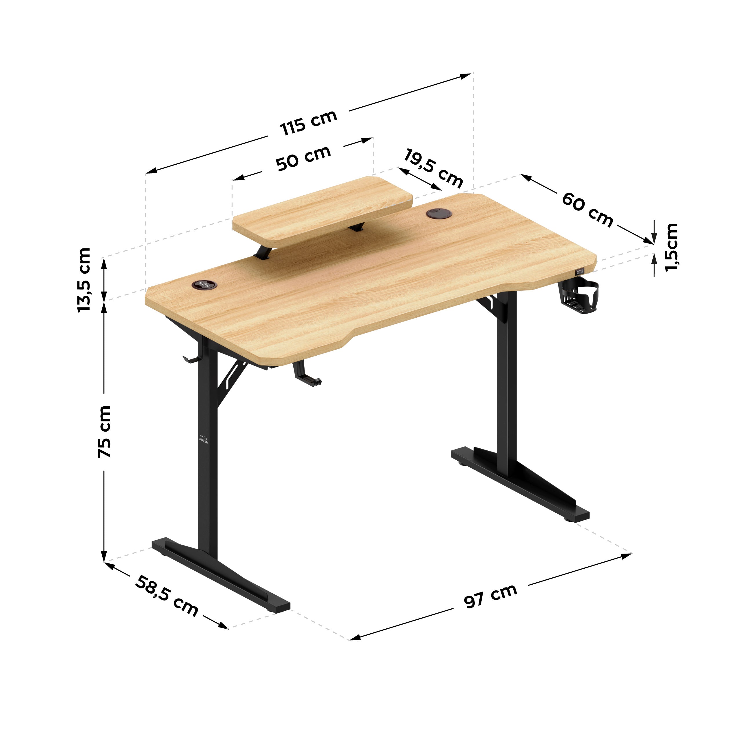 Počítačový stôl s policou Mark Adler Leader 5.1 Oak 115 cm