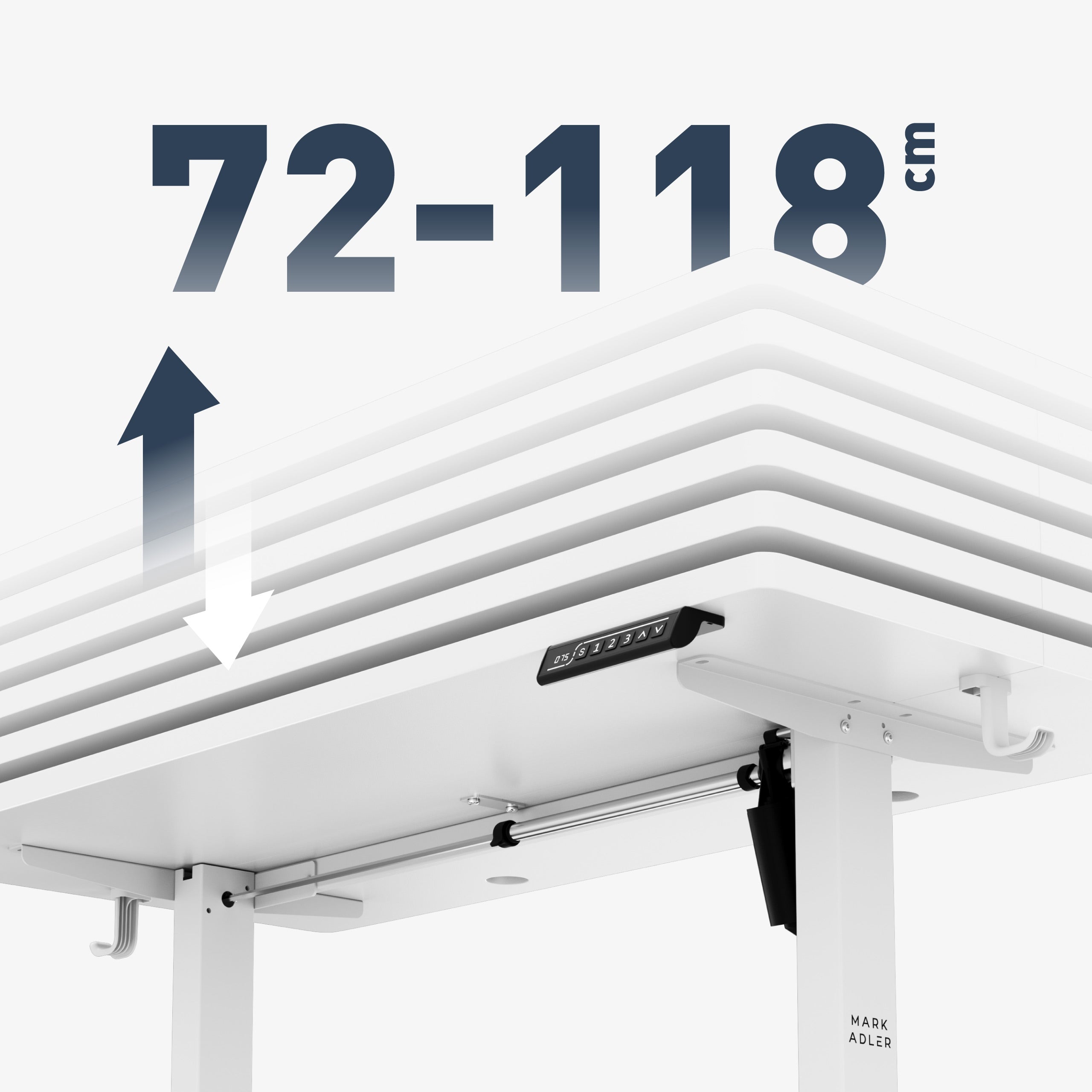 Široký rozsah nastavenia výšky: 72 – 118 cm