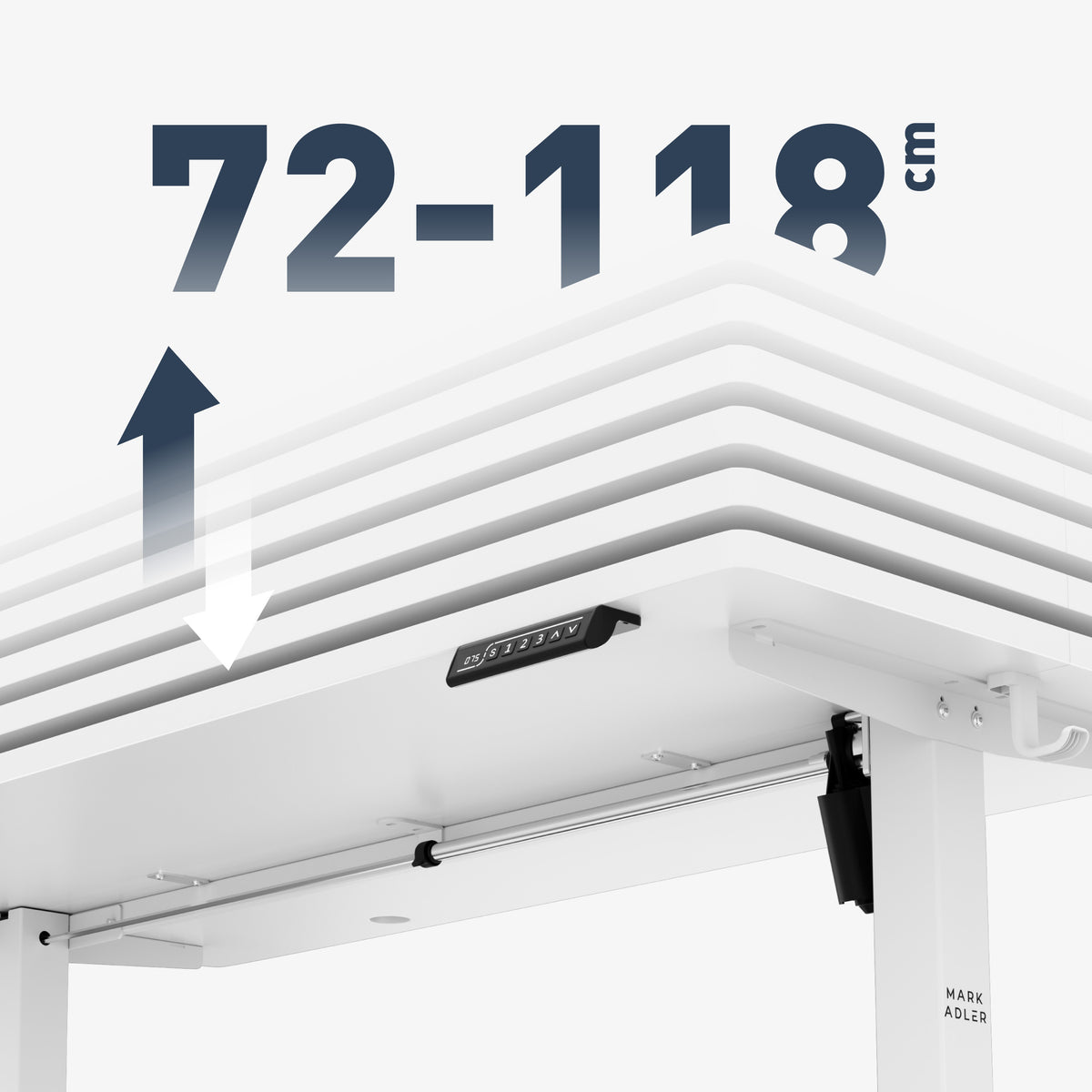 Široký rozsah nastavenia výšky: 72 – 118 cm
