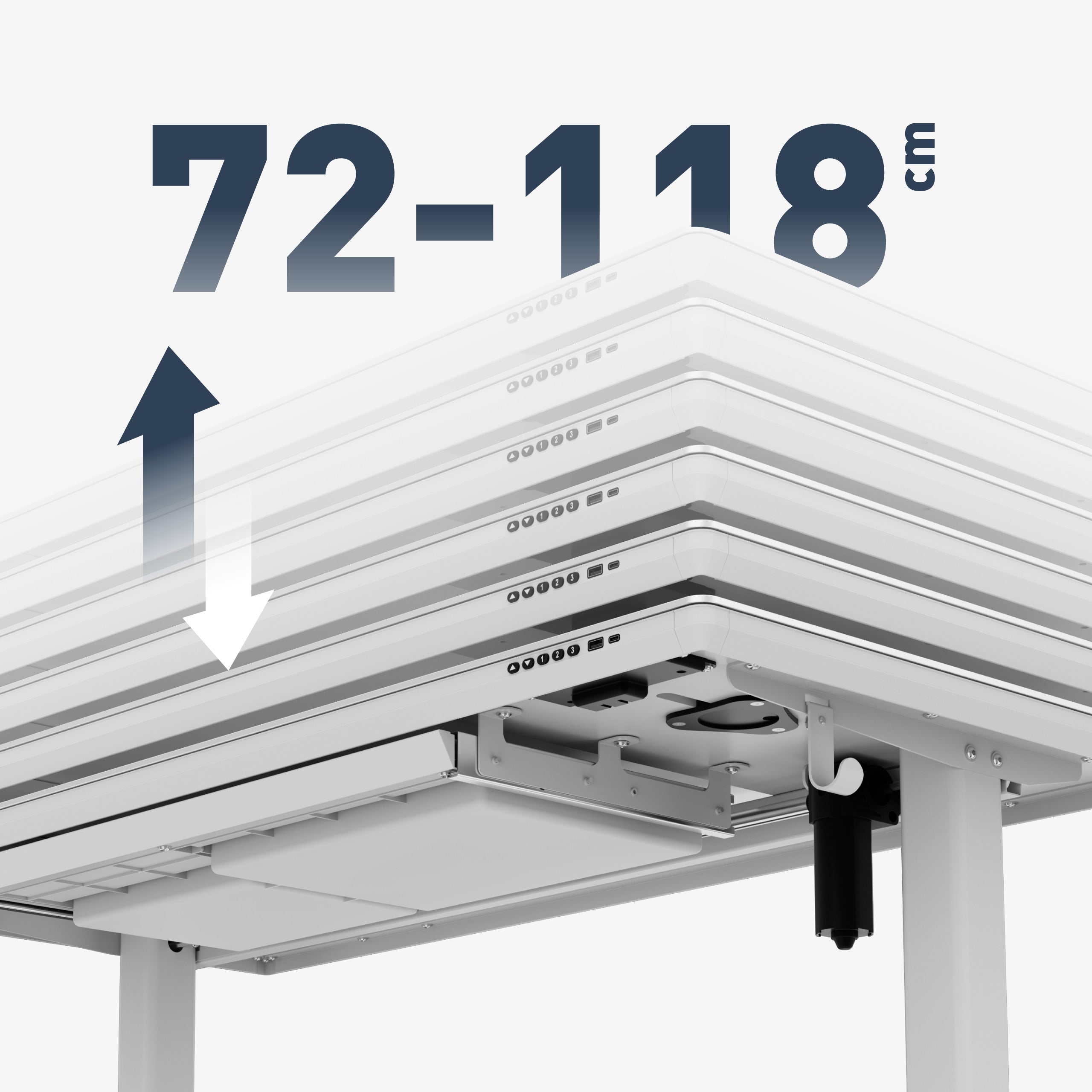 Plynulé elektrické nastavenie výšky 72–118 cm