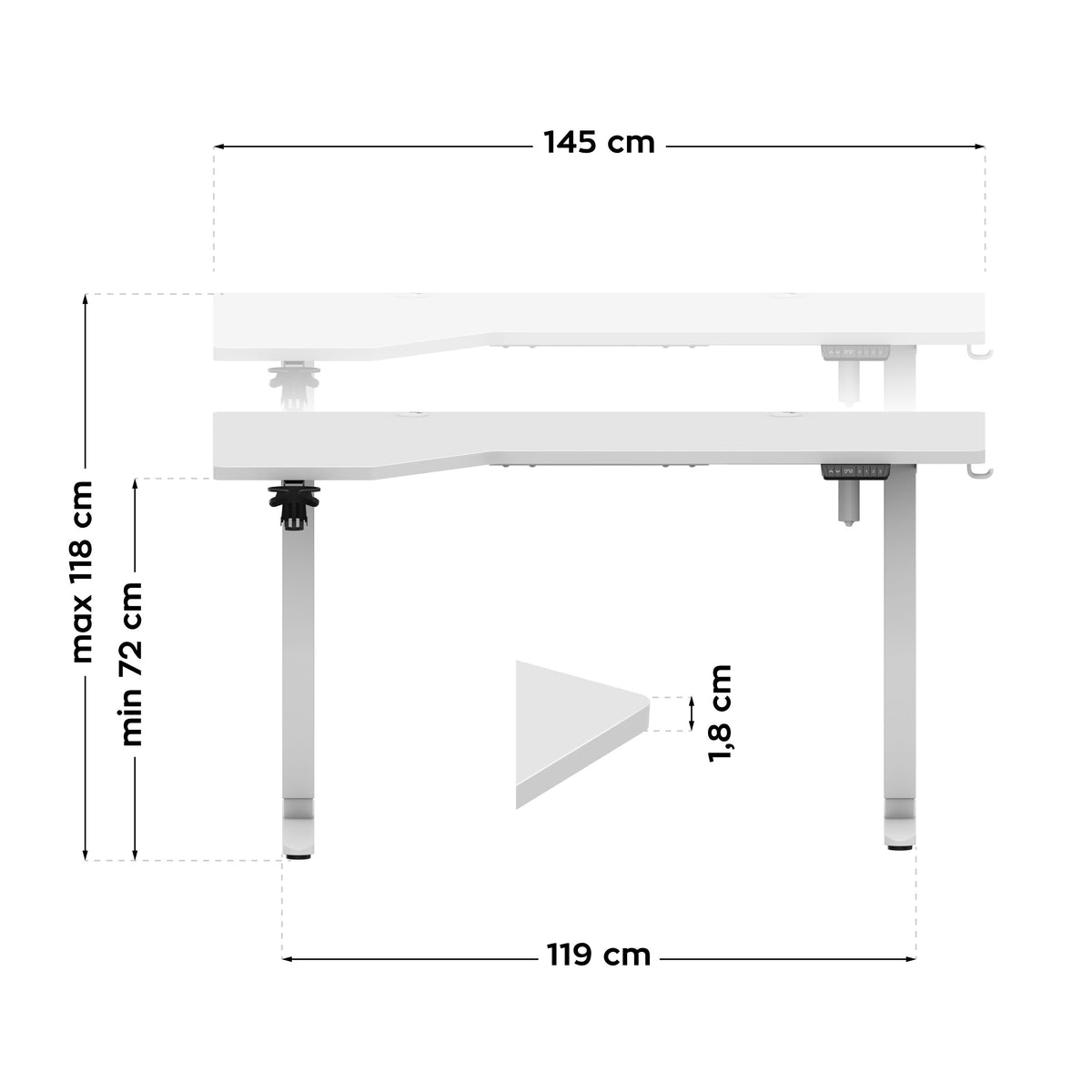 Elektrický písací stôl Mark Adler Leader 9.1 White 145 cm