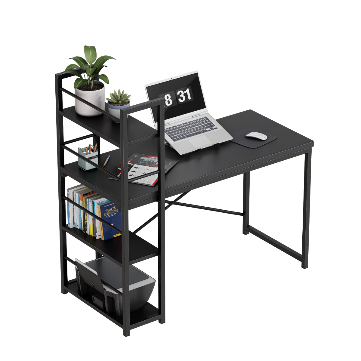 Písací stôl s policami Mark Adler Leader 4.0 Black 120 cm