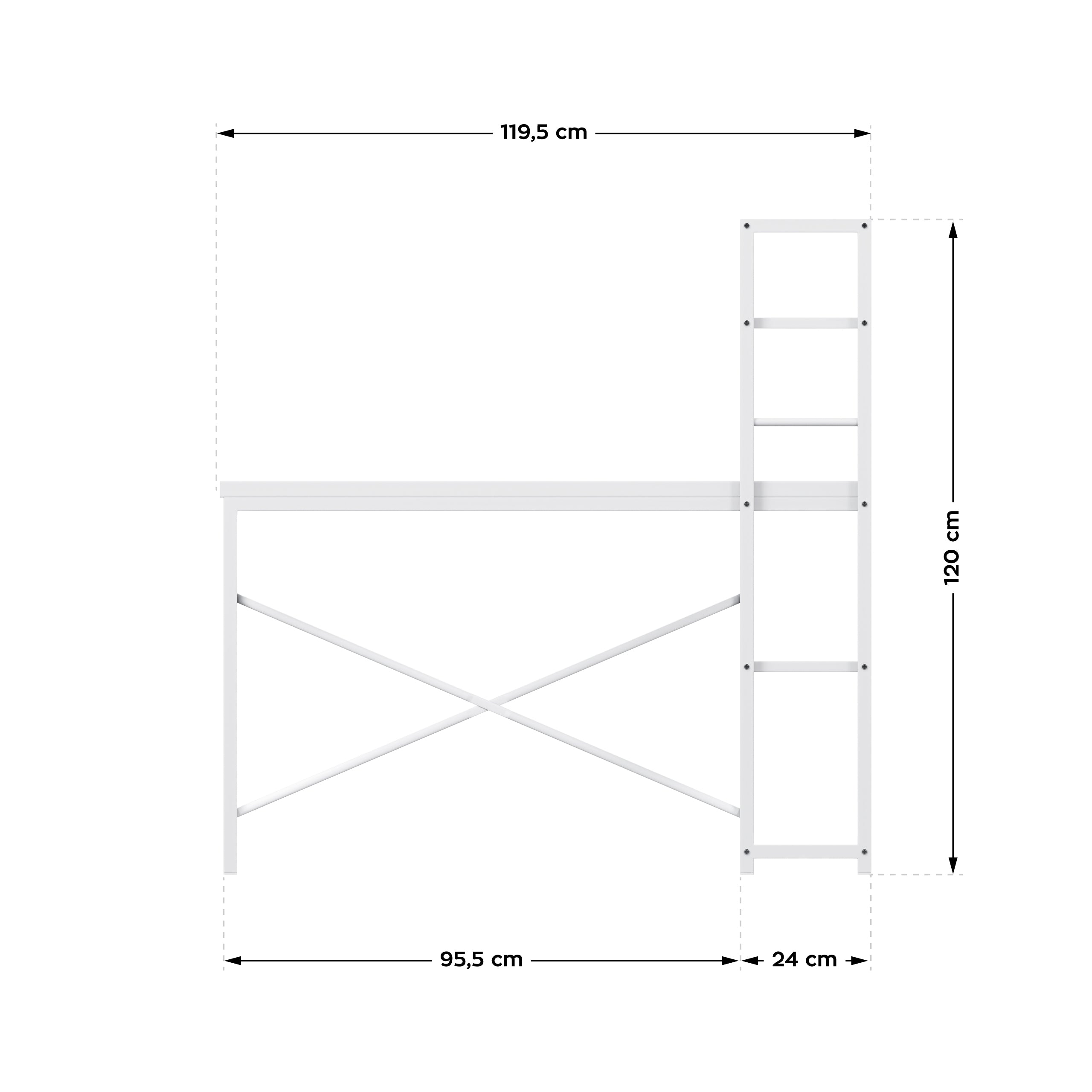 Písací stôl s policami Mark Adler Leader 4.0 White 120 cm