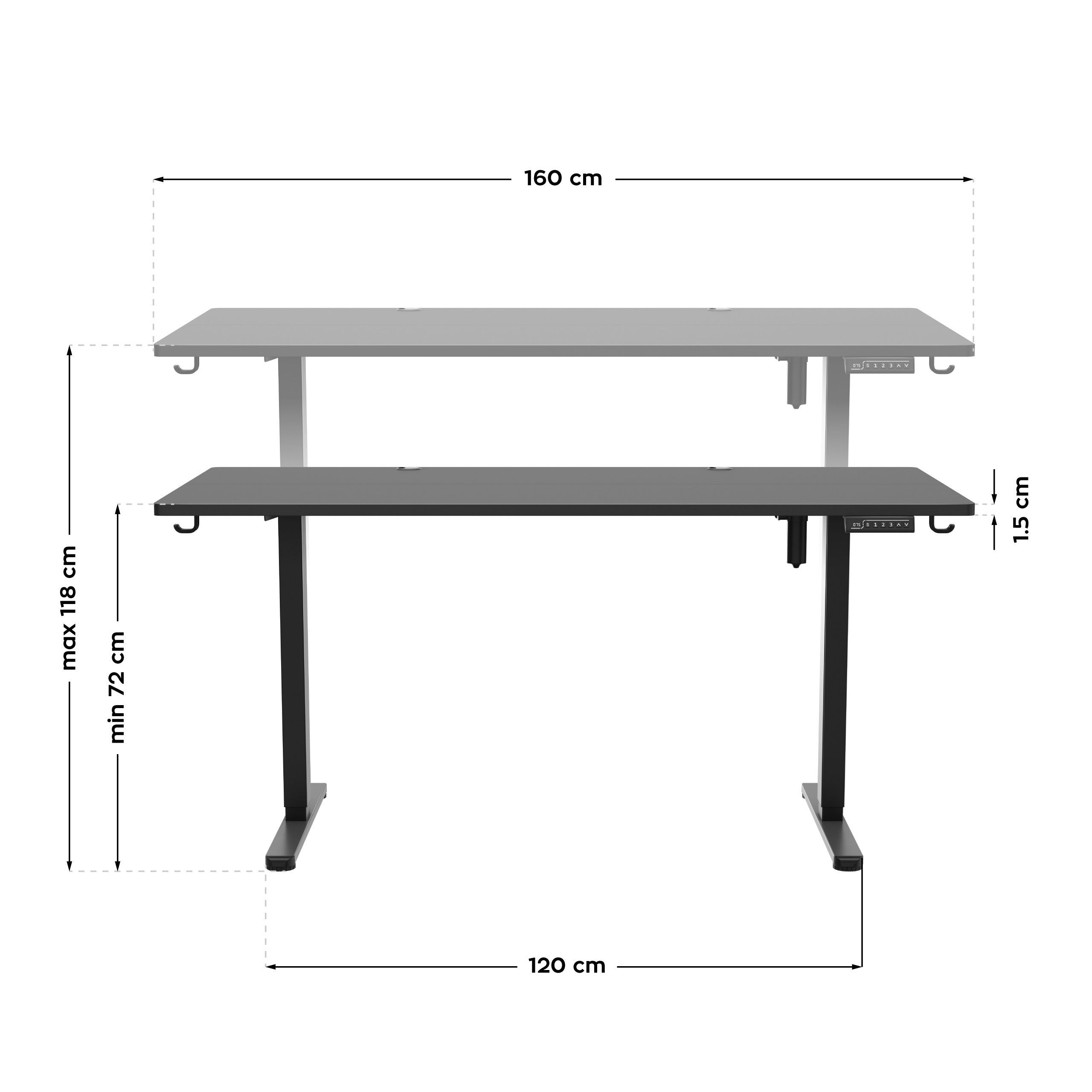 Elektrický písací stôl Mark Adler Leader 7.6 Black 160 cm