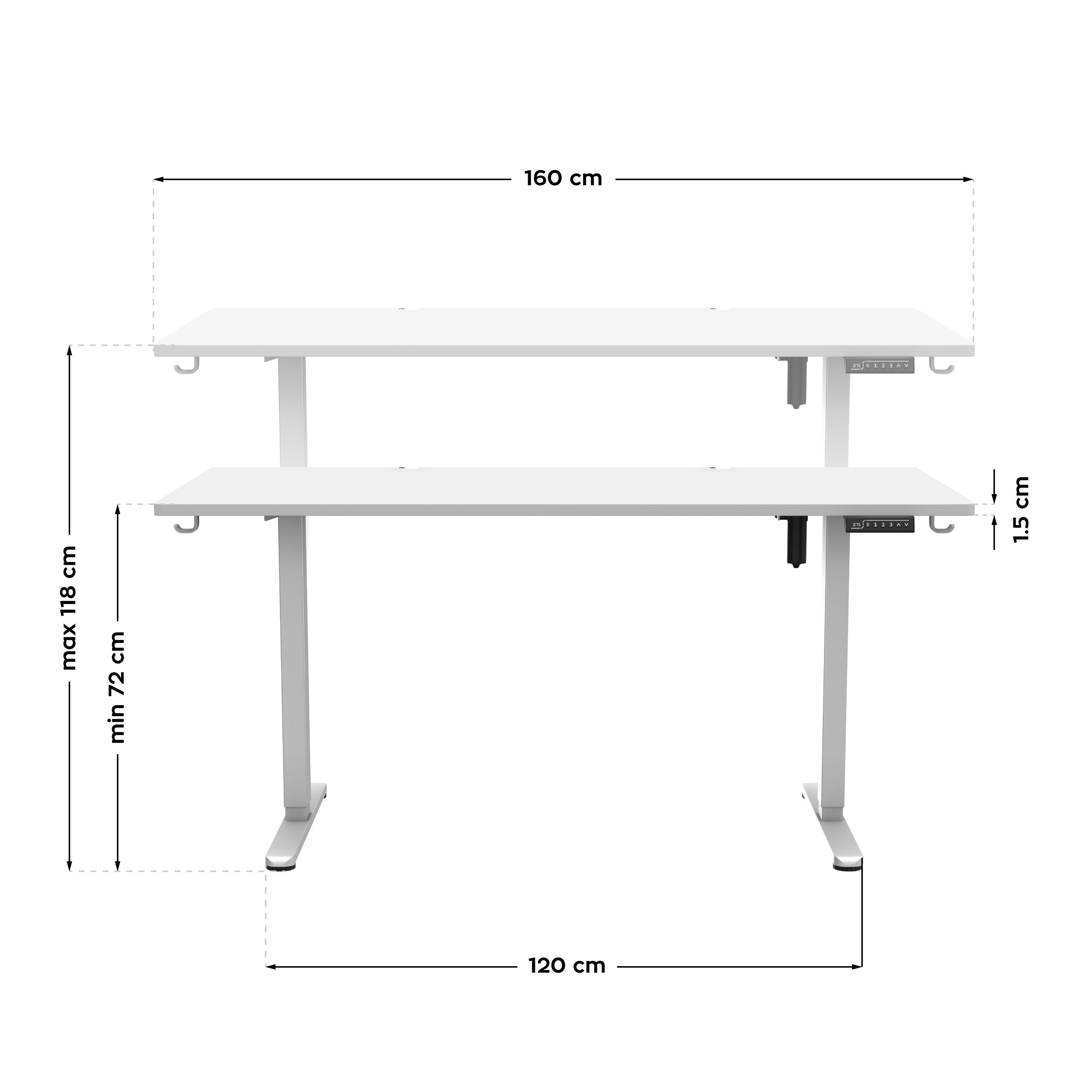Elektrický písací stôl Mark Adler Leader 7.6 White 160 cm