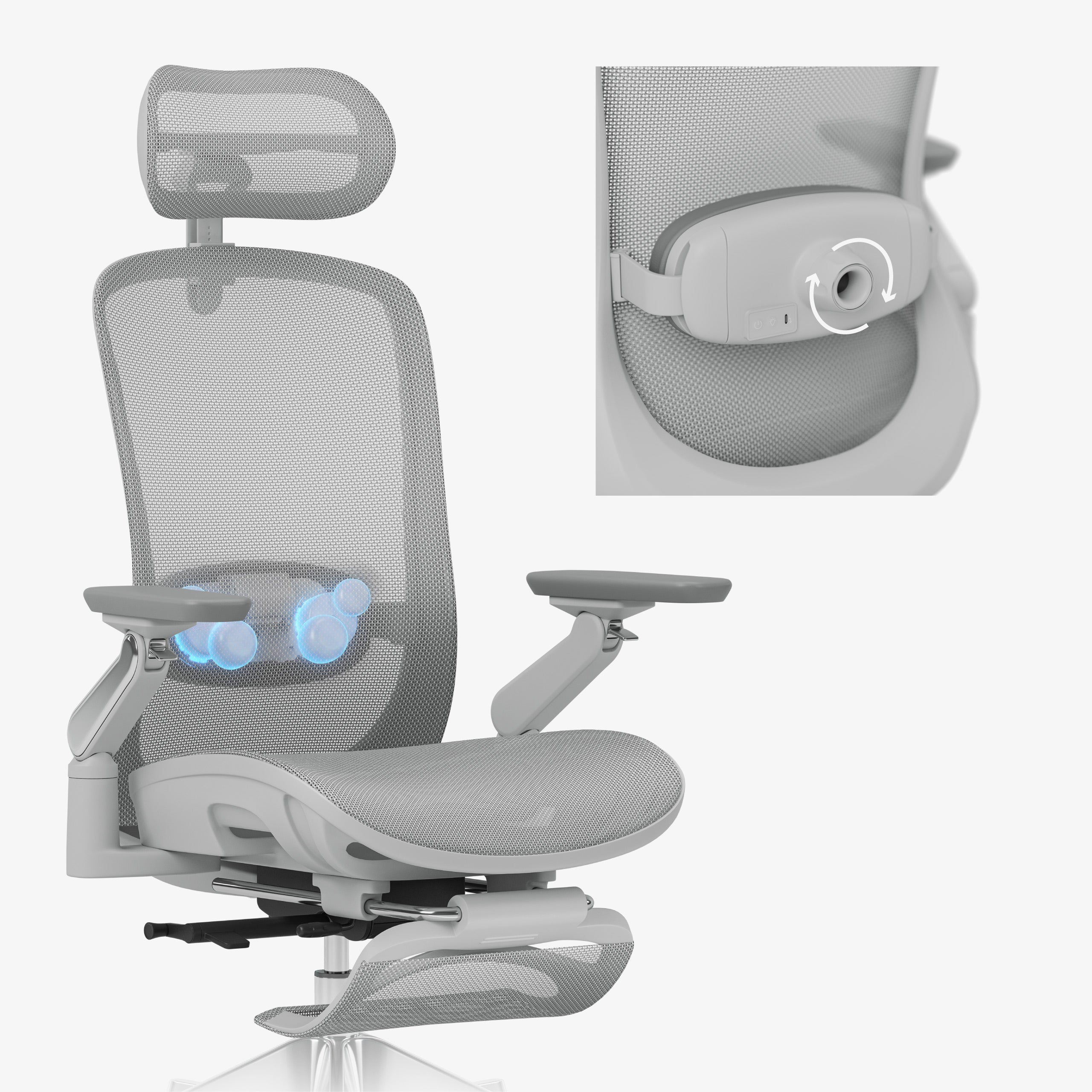 Ergonomické kreslo s masážou Mark Adler Leadpro 8.7 Grey