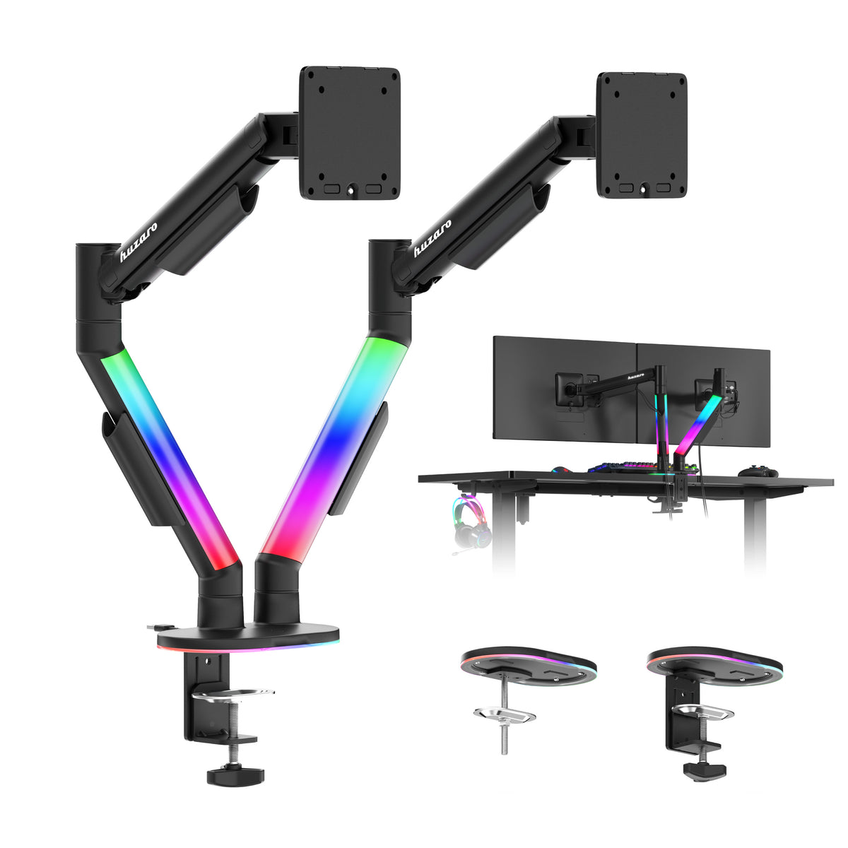 Držiak na 2 monitory na stôl Huzaro Motion 2.6 RGB