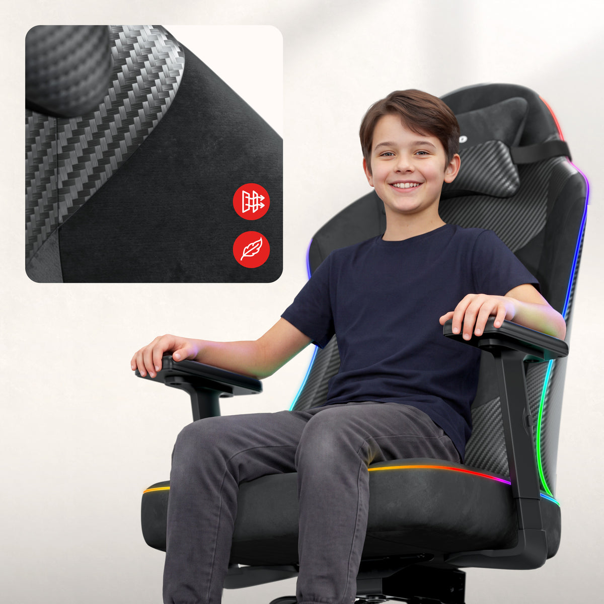 Herné kreslo pre tínedžerov Huzaro Ranger 5.7 RGB BLACK