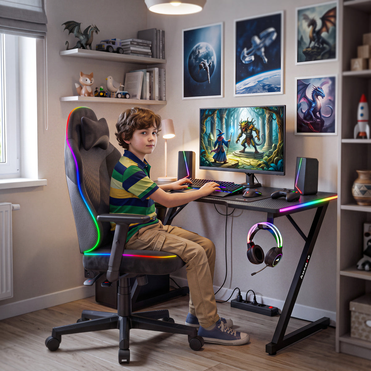 Herné kreslo pre tínedžerov Huzaro Ranger 5.7 RGB BLACK