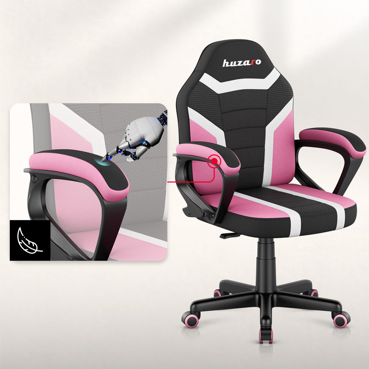 Detský herný kreslo HUZARO RANGER 1.0 Pink Mesh
