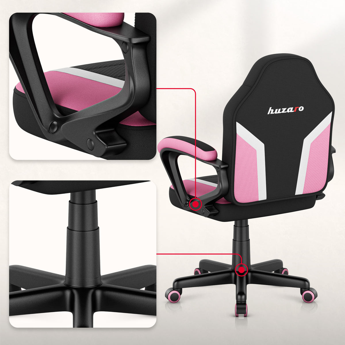 Detský herný kreslo HUZARO RANGER 1.0 Pink Mesh