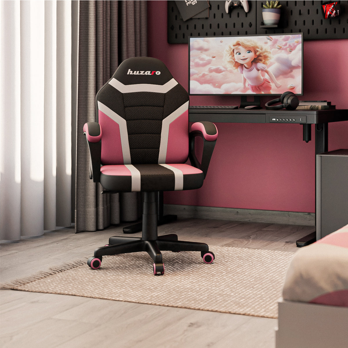 Detský herný kreslo HUZARO RANGER 1.0 Pink Mesh