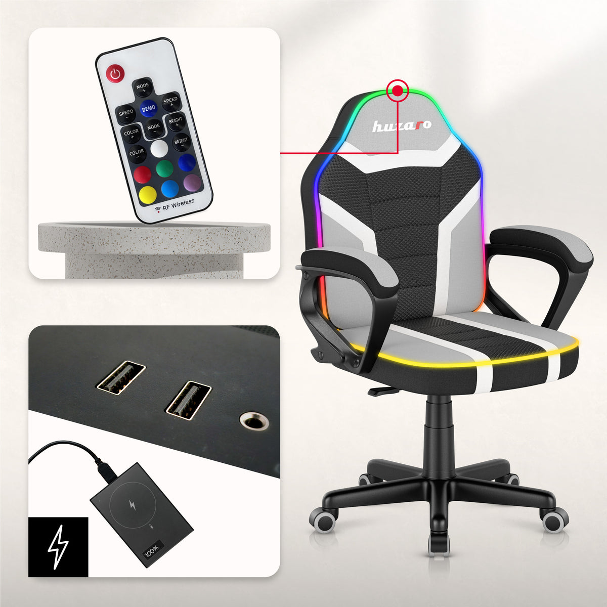 Detské herné kreslo Huzaro Ranger 1.0 RGB