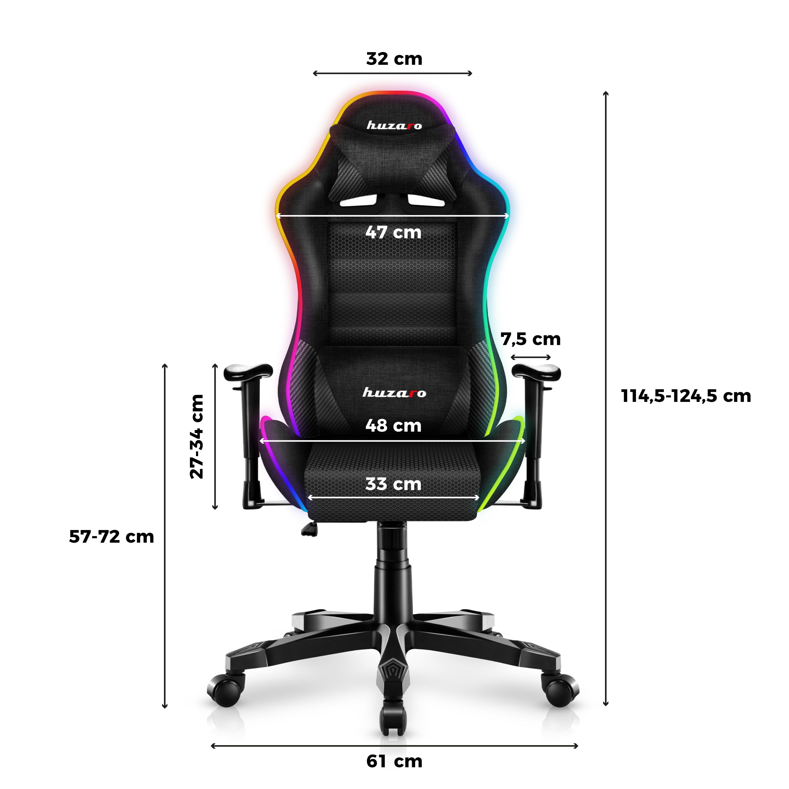 Detské herné kreslo HUZARO RANGER 6.0 RGB Black Mesh