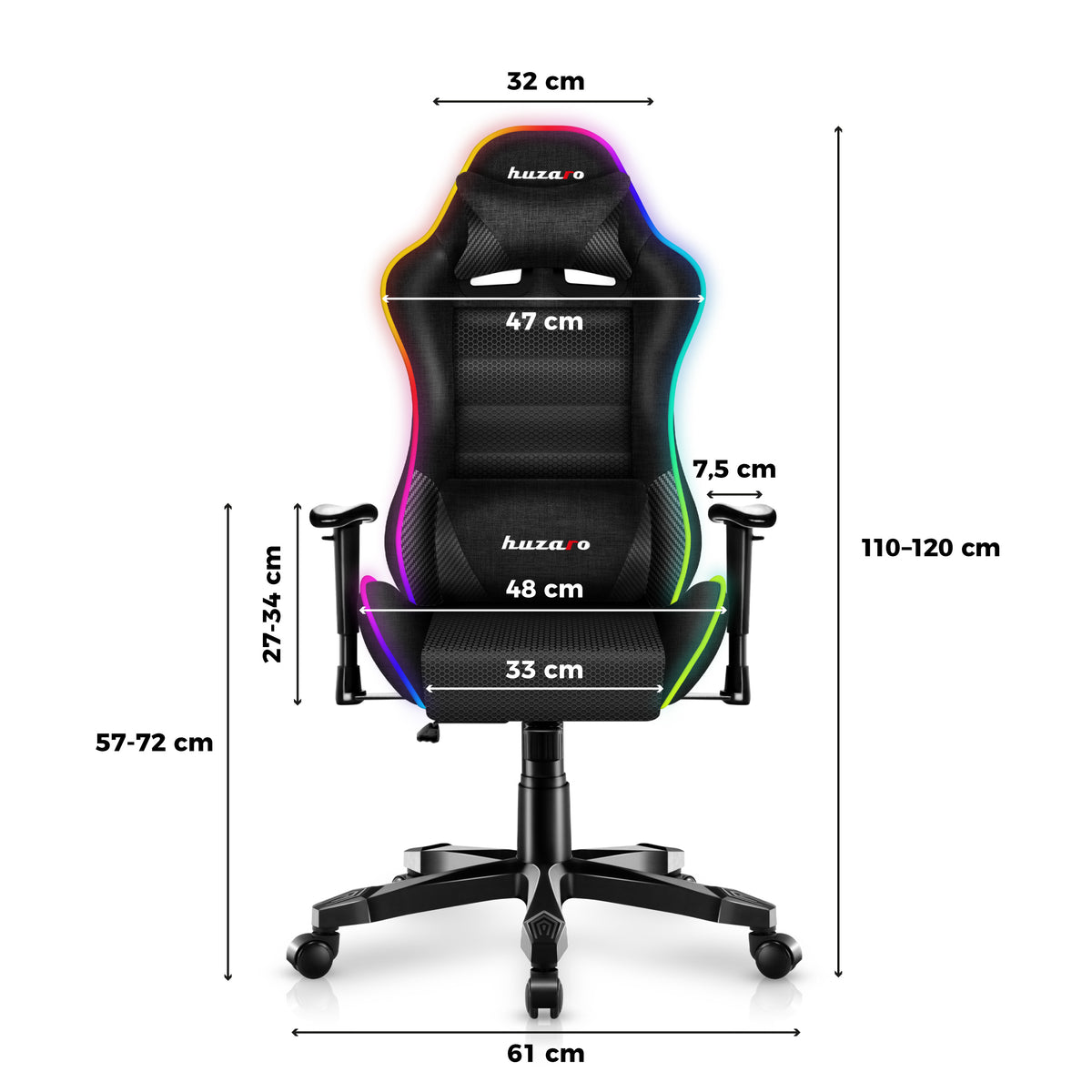 Detské herné kreslo HUZARO RANGER 6.0 RGB Black Mesh