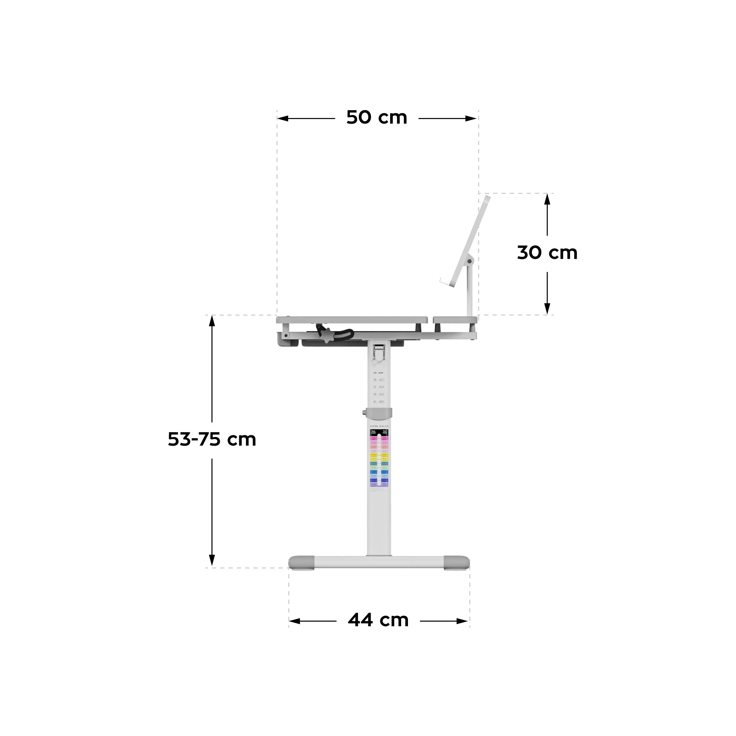 Ergonomický detský stôl Mark Adler Study 3.0 Grey 66 cm